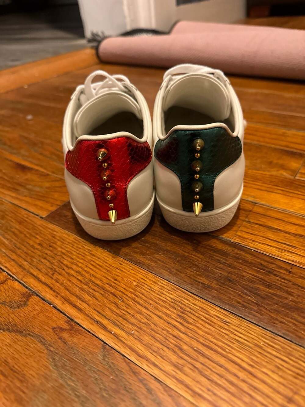 Gucci Ace Leather Sneakers with Pearls and Spikes - Picture 3 of 8
